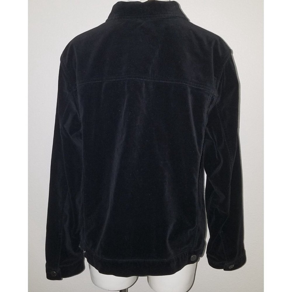 Eddie Bauer Solid Black Button Front Jacket Velve… - image 5